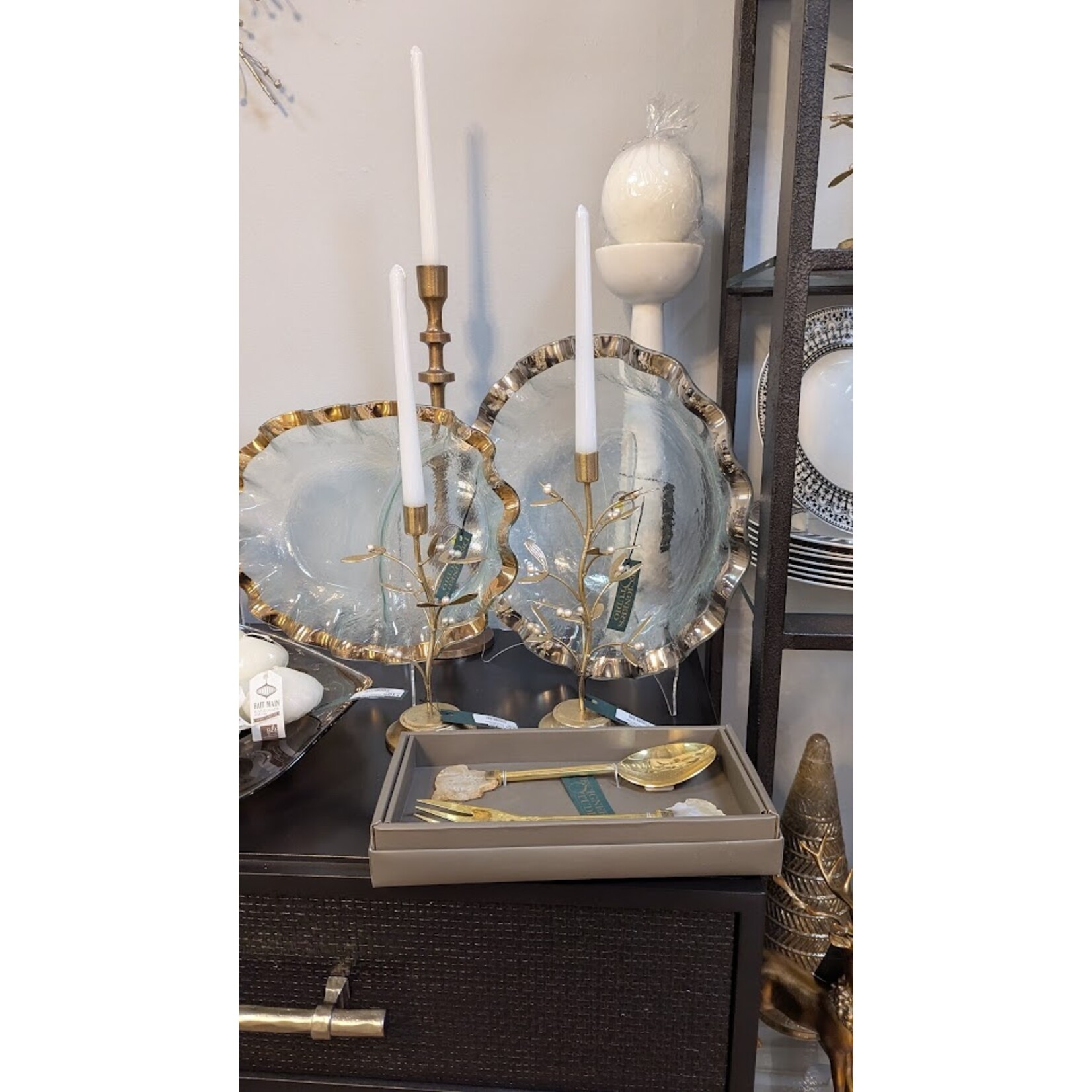 RAZ Imports Gold Mistletoe Candlestick