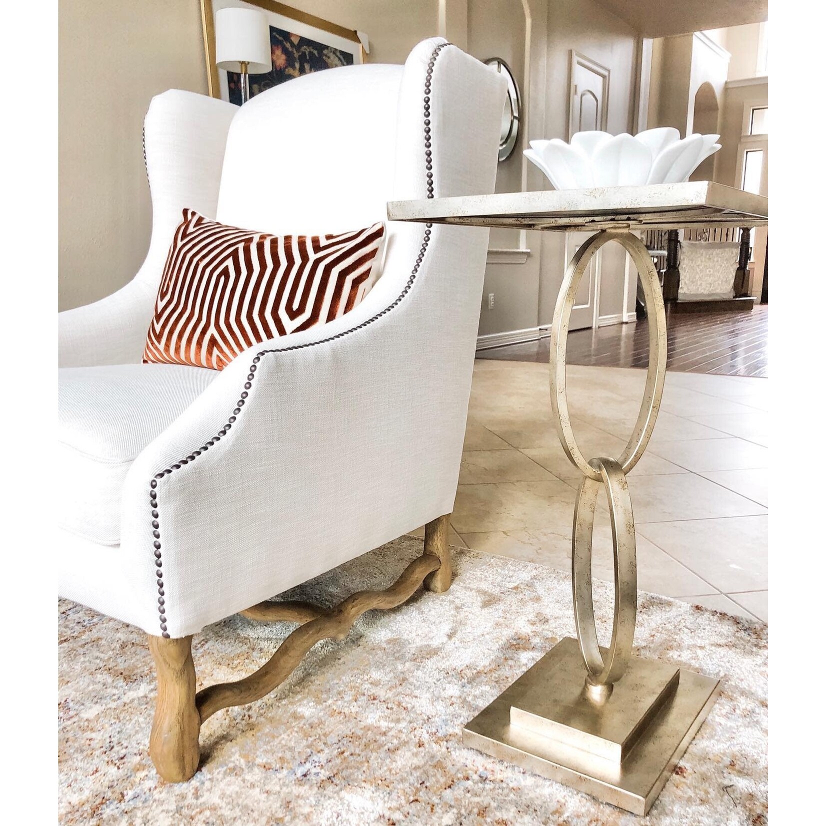 Currey & Company Bangle Accent Table with Mirror Top