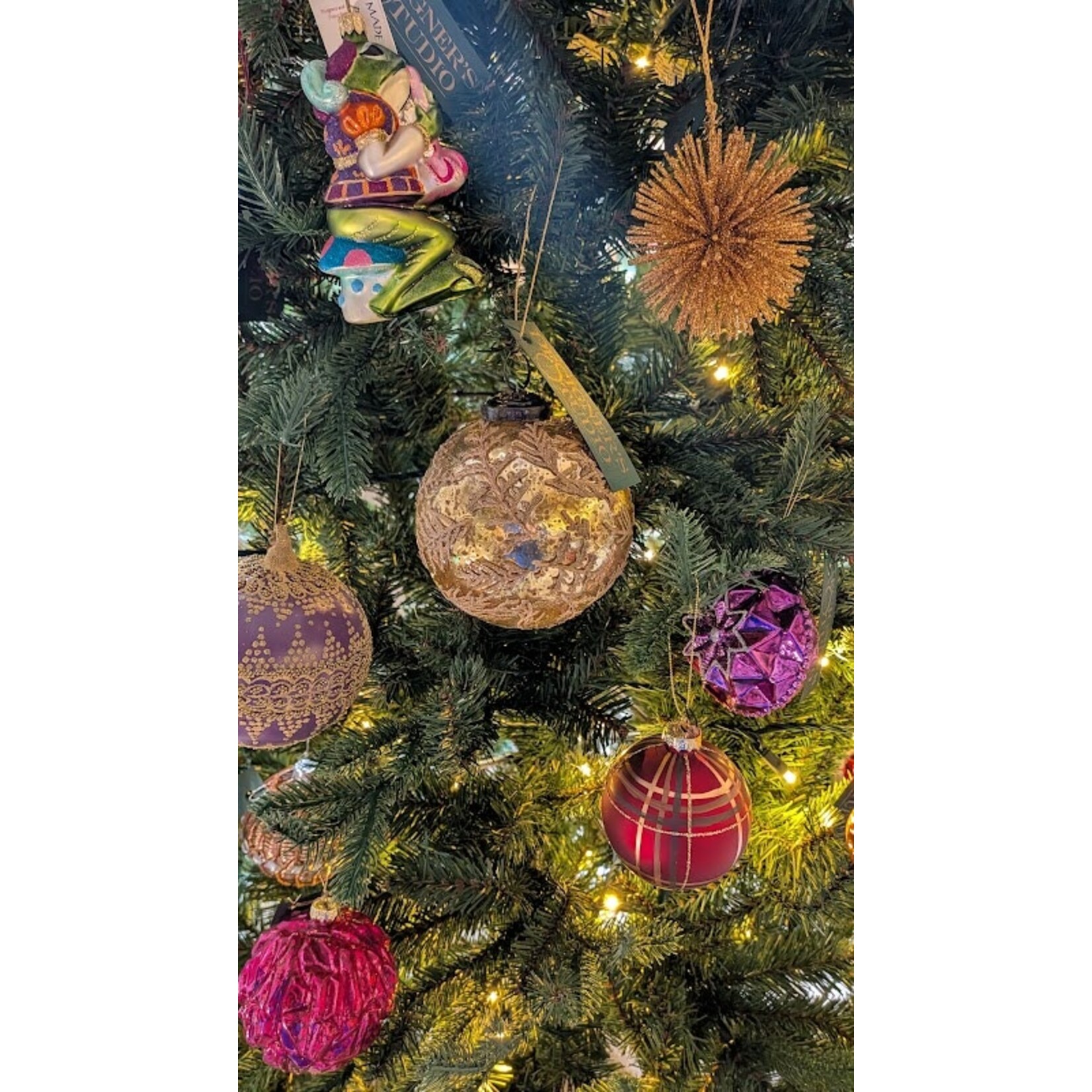 Texxture Balsam Gold Mouth Blown Glass Ornament 4 in