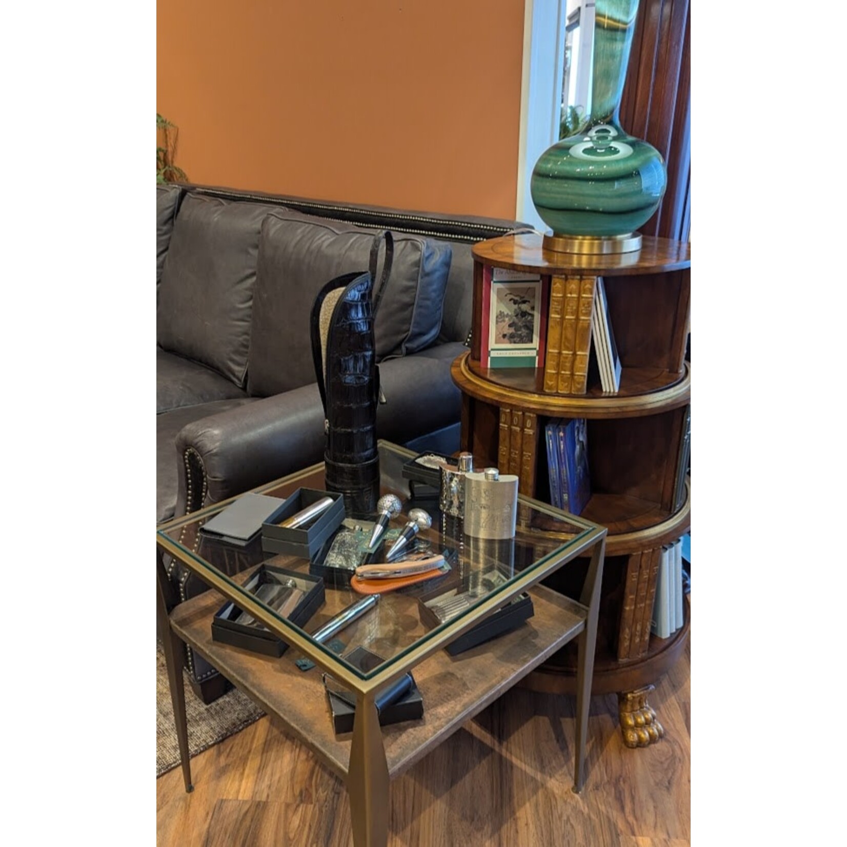 Henredon Book Cabinet Revolving Clawfoot