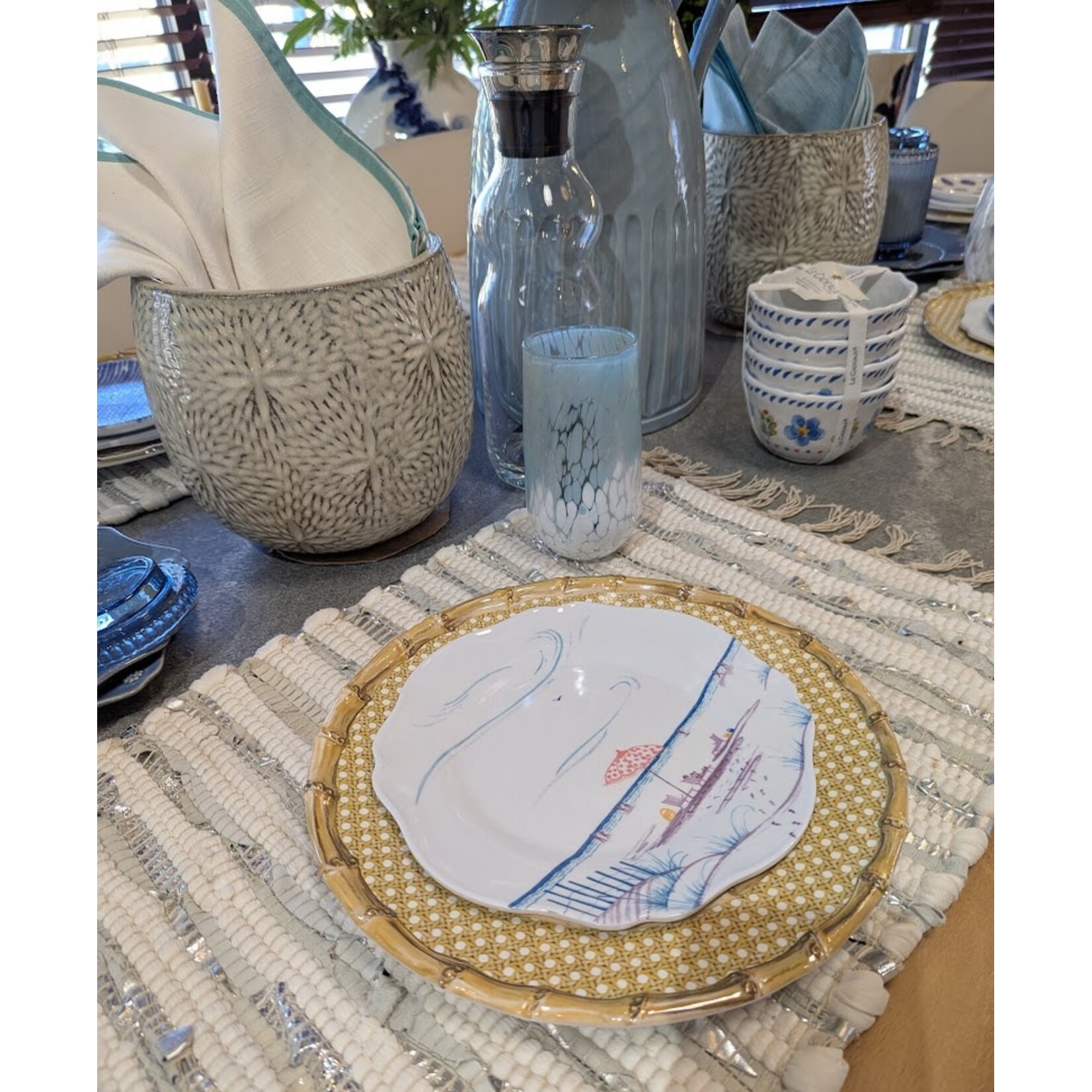 Vietri Nuvola Light Blue and White High Ball Glass