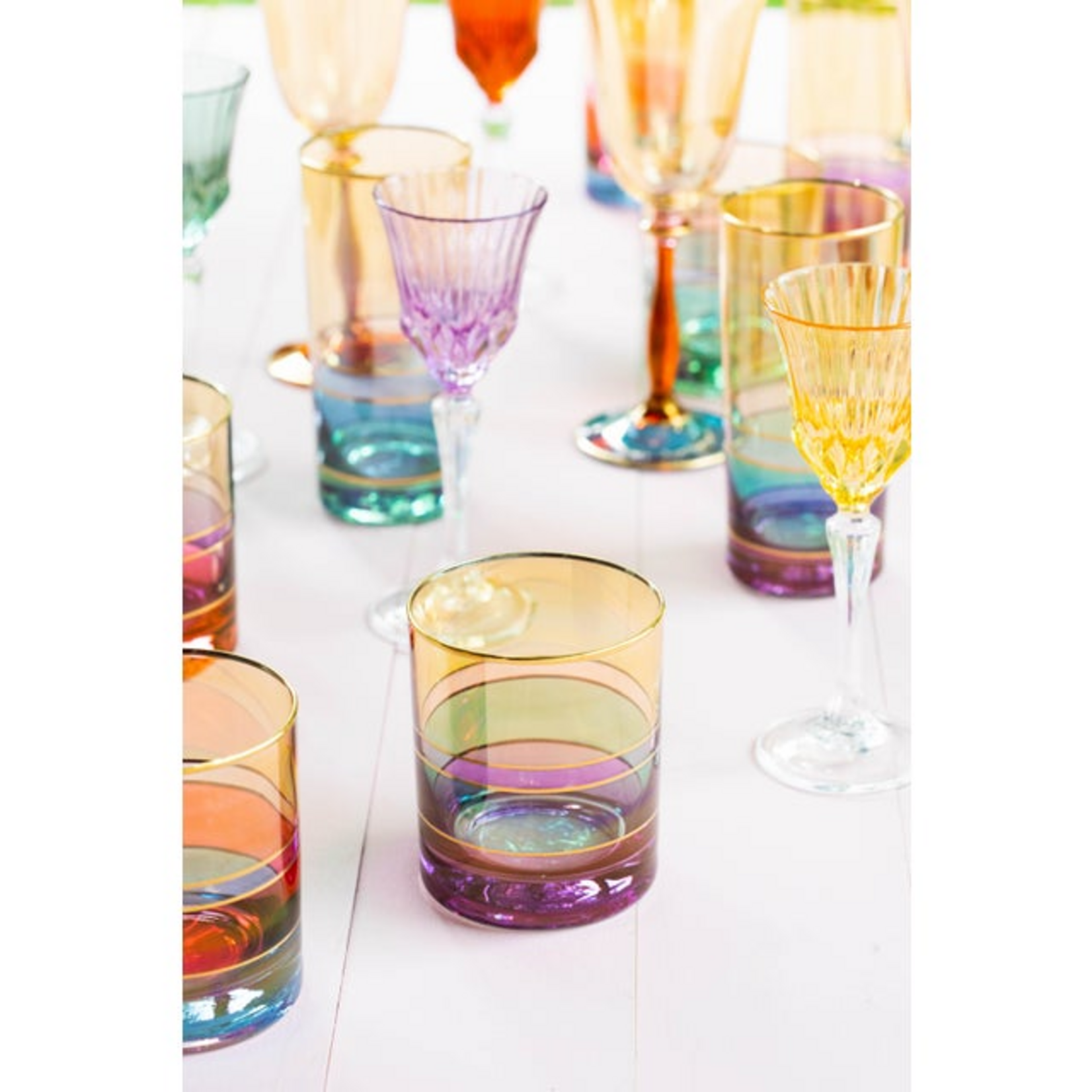 Vietri Regalia Deco Green High Ball Glass