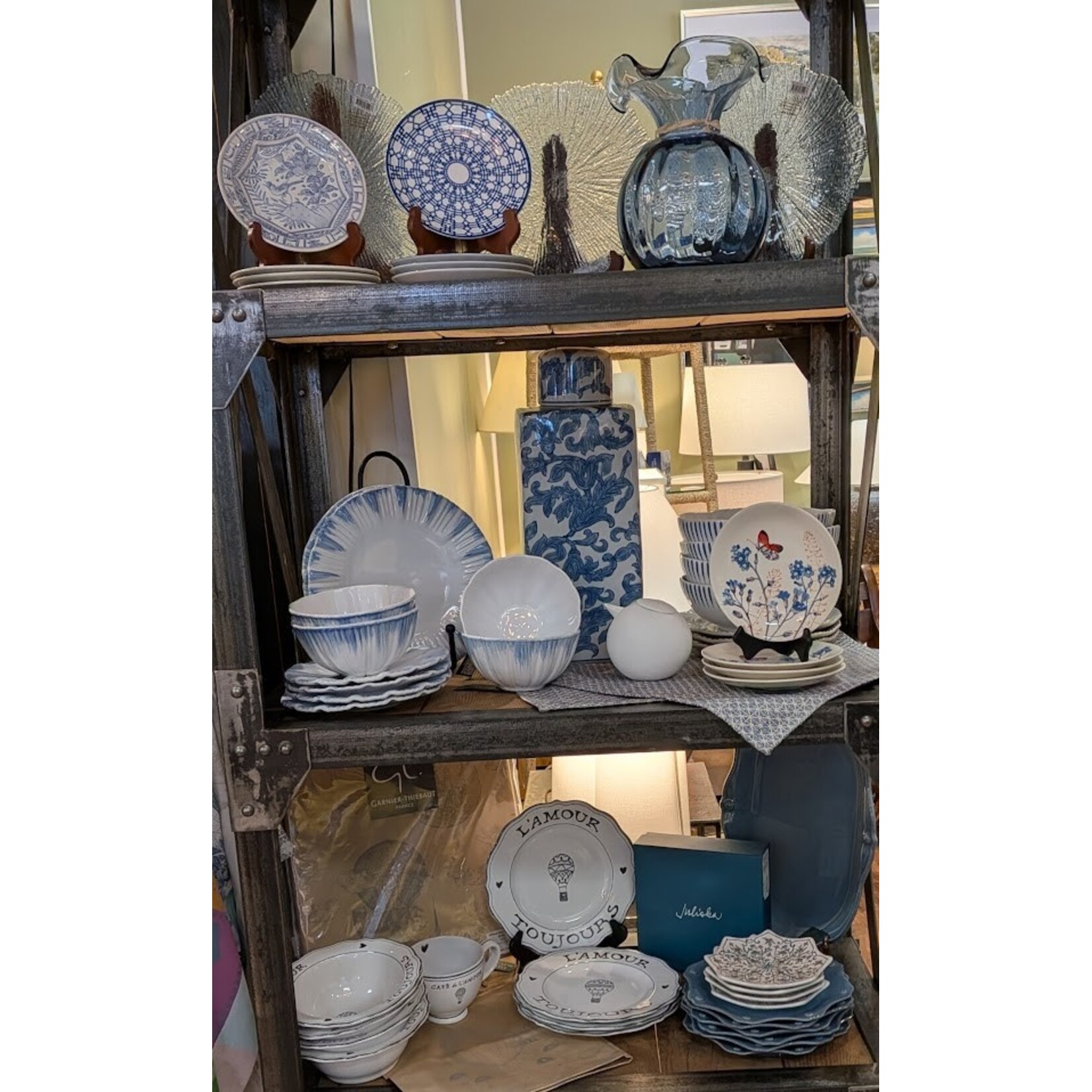 Gien Oiseau Bleu Canape Plates Set of 4