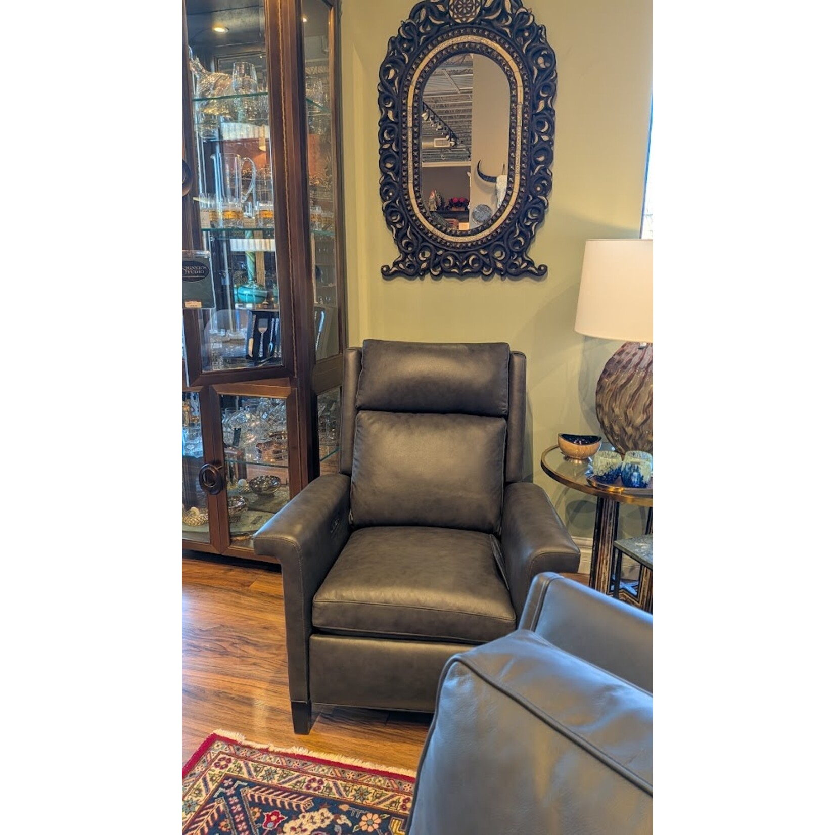 Hancock & Moore LLC Ghent Power Recliner with Articulating Headrest Columbia Gunmetal Leather