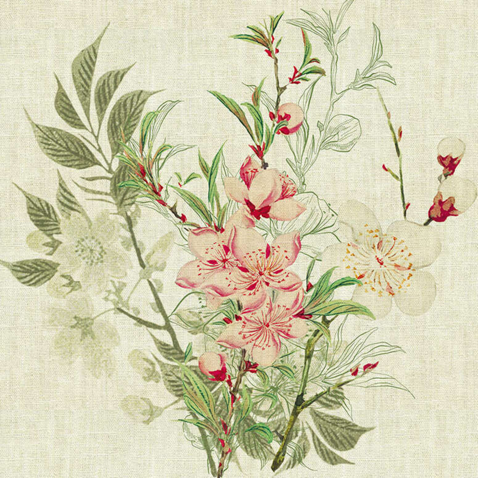 Garnier Thiebaut Ombres Des Cerisiers Naturel Linen Tablecloth 61x61