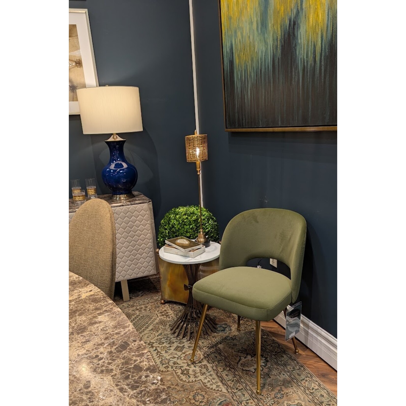 Safavien Aspyn Dining Chair Olive Brushed Gold