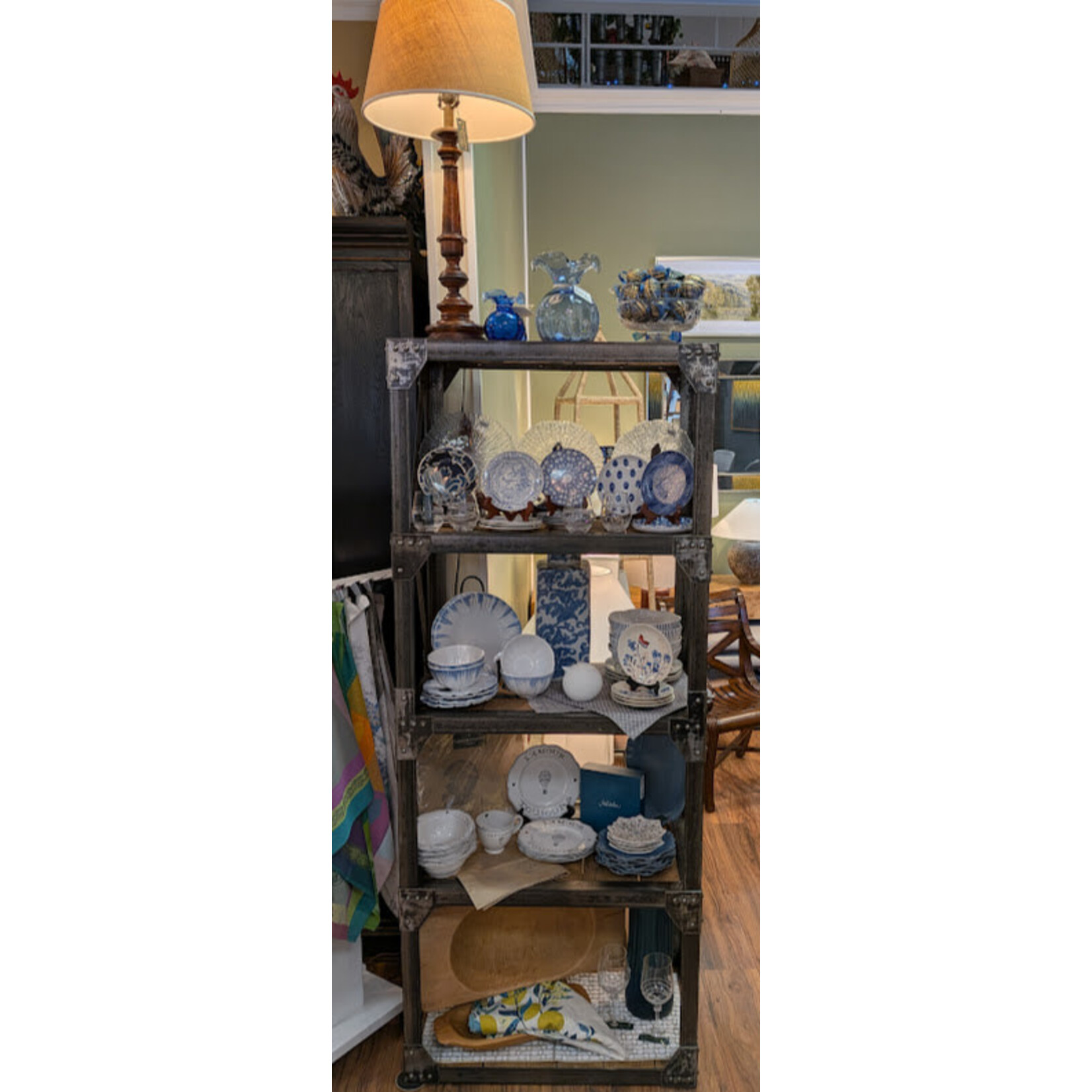 Vietri Hibiscus Glass Indigo Medium Fluted Vase