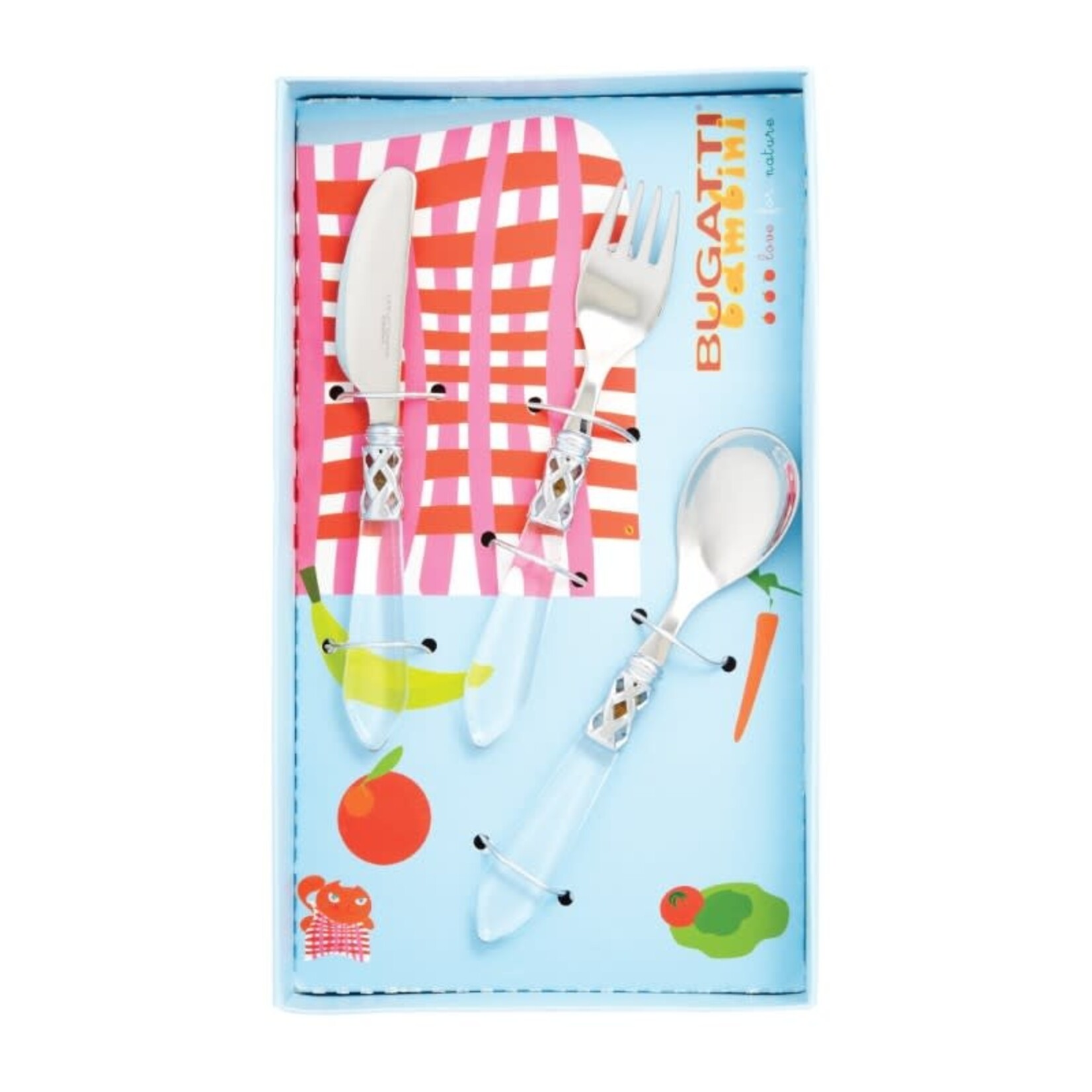 Vietri Aladdin Brilliant Clear Three Piece Flatware Children's Set