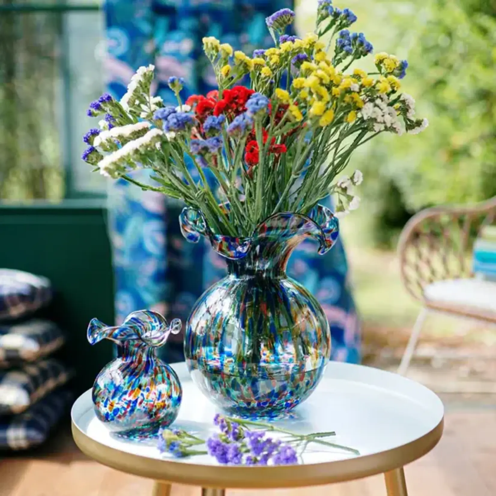 Vietri Hibiscus Glass Carnevale Vase