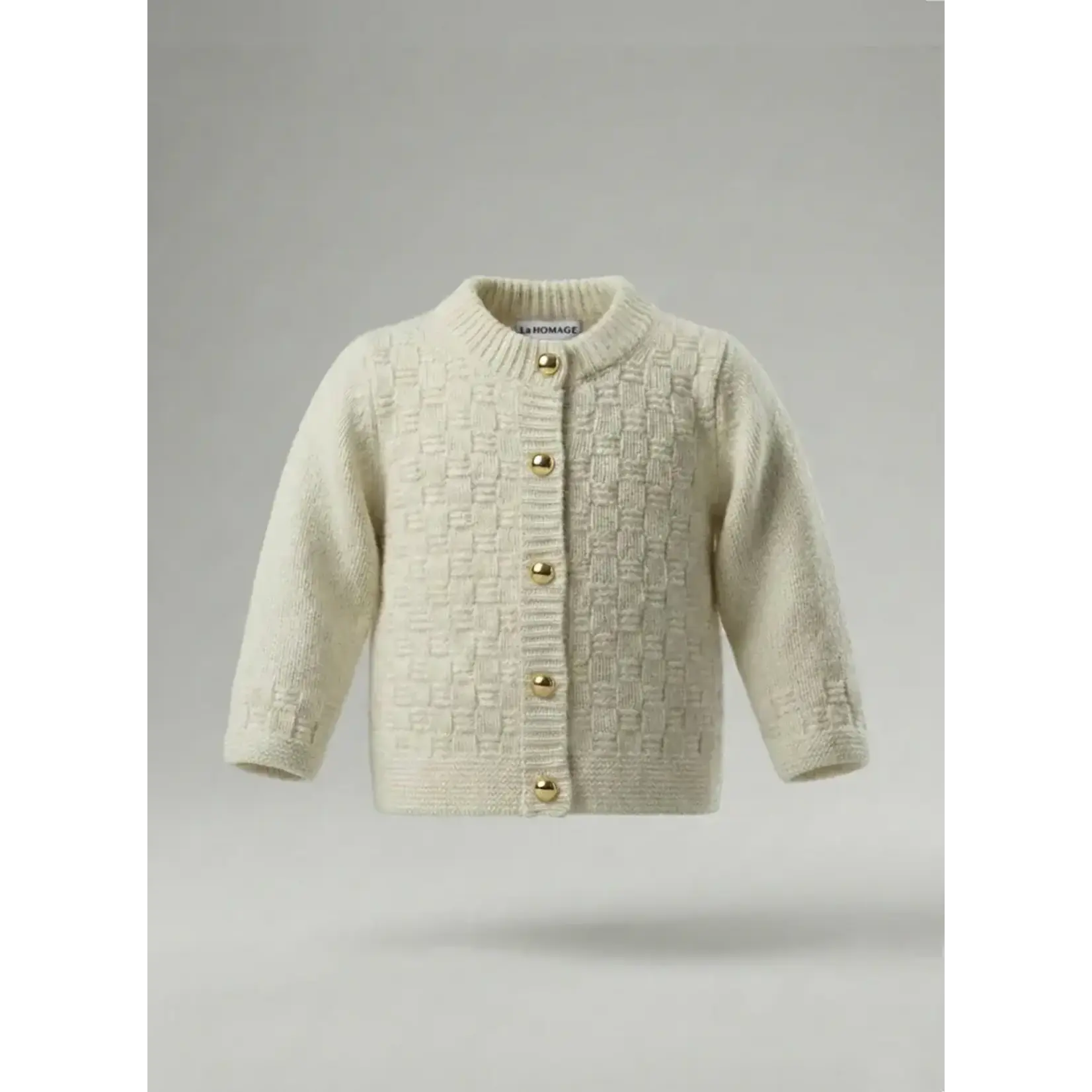 La Homage The Aspen Cashmere Baby Cardigan Cream 2-3T
