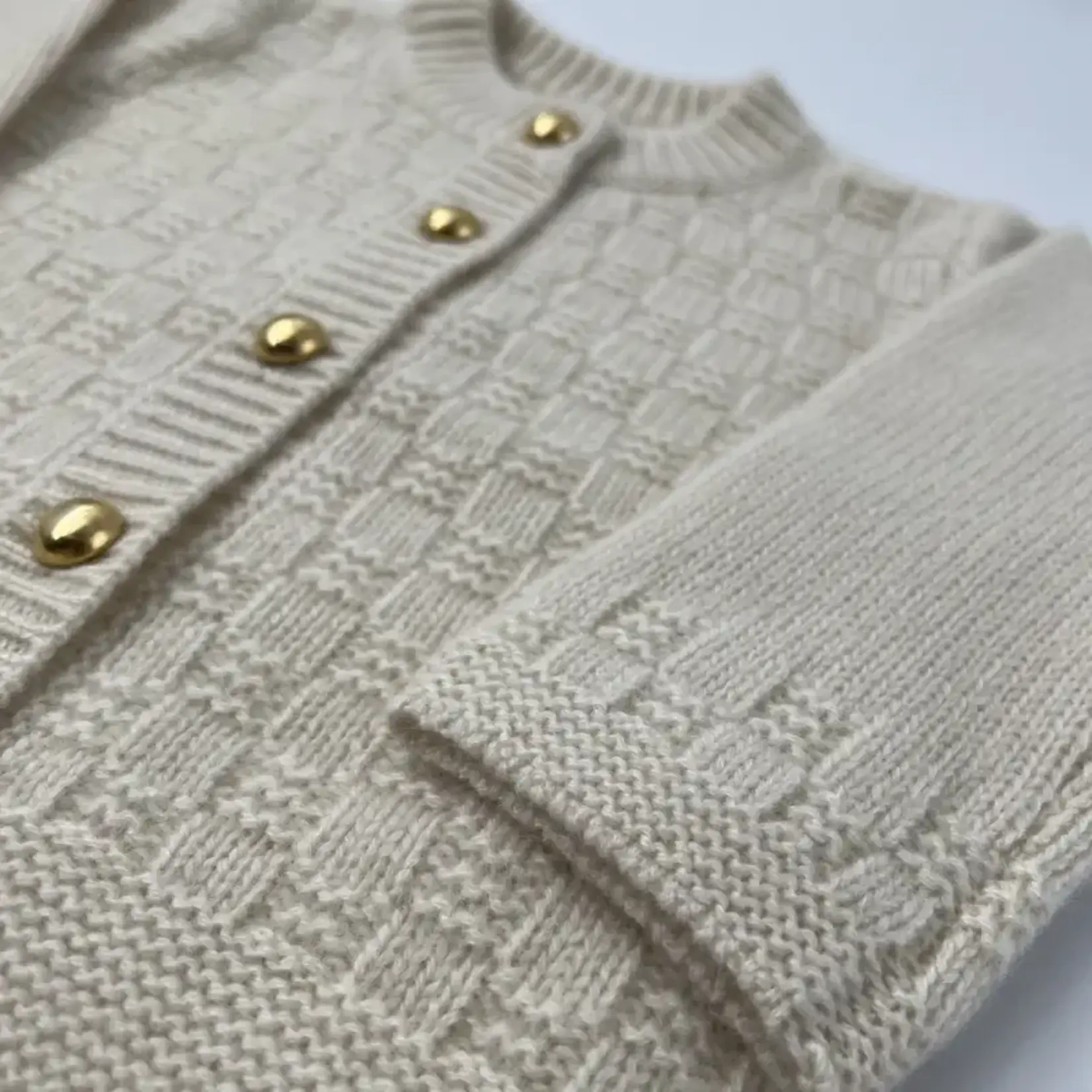 La Homage The Aspen Cashmere Baby Cardigan Cream 2-3T