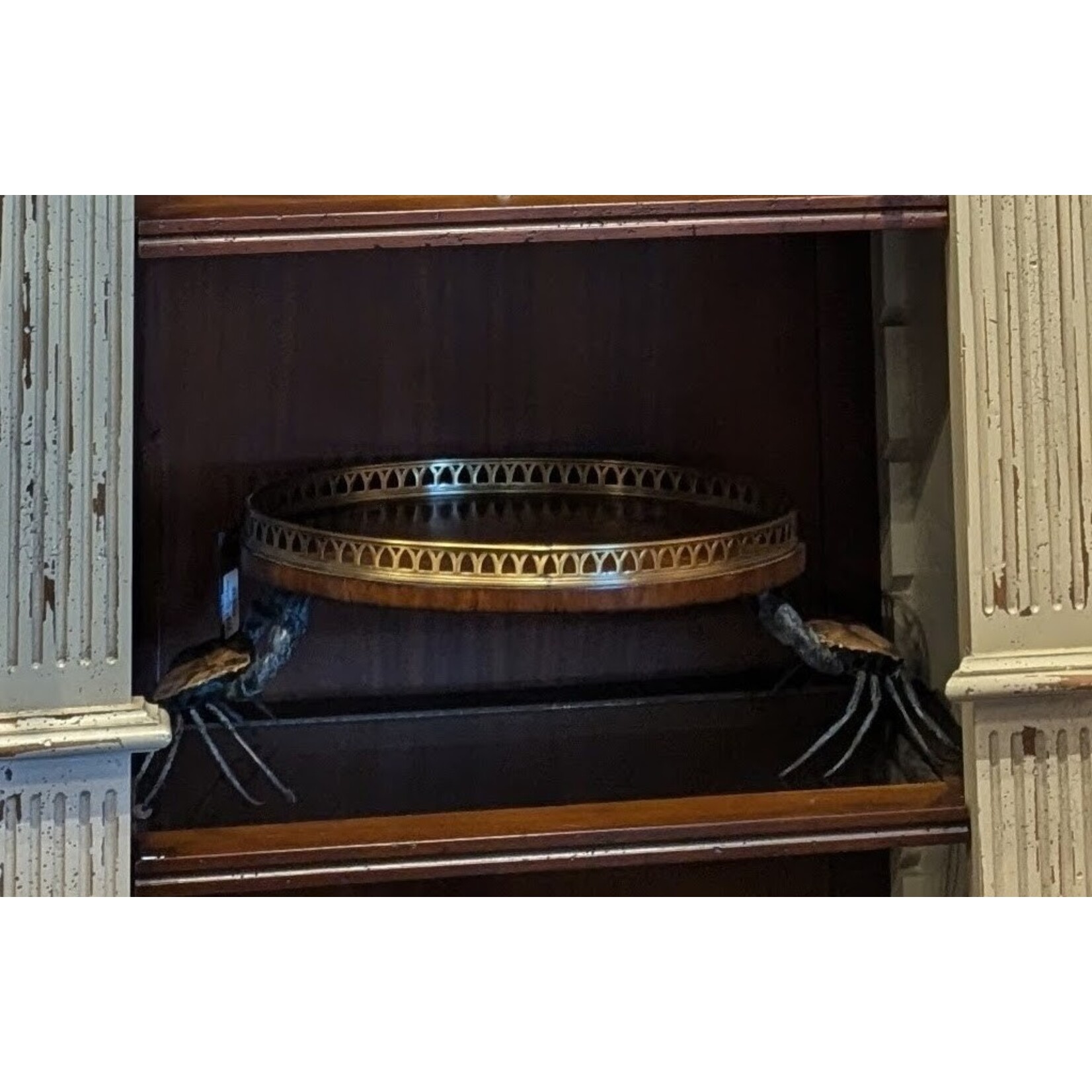 Maitland Smith Brass Crab & Marquetry Serving Tray