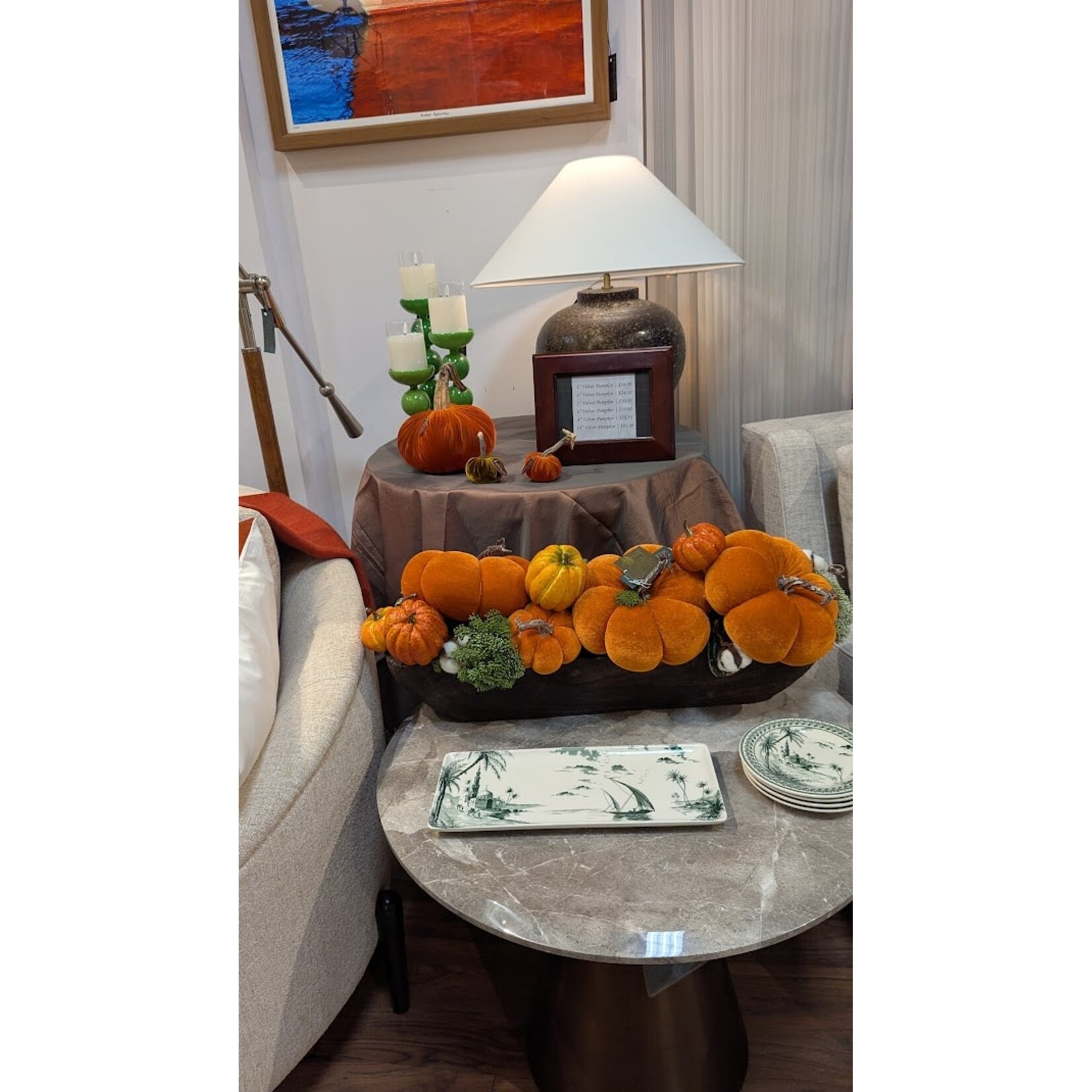 Stone International Malibu Round Cocktail Table with Apuan Storm Stone Top