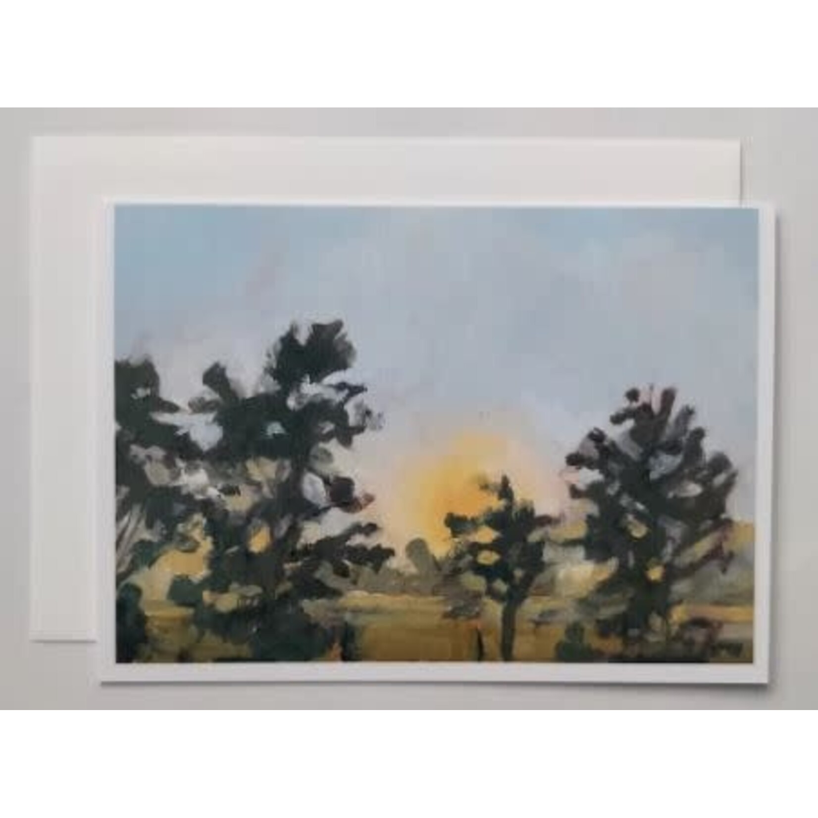 Abigail Joy Fine Art Yellow Meadow Past The Pines Greeting Card