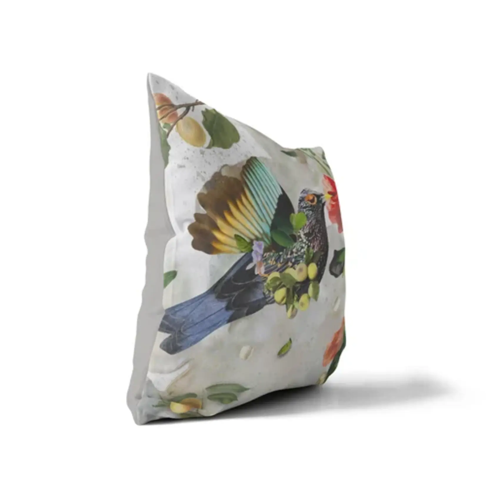 Sasha Parfenova Bird's Kiss Pillow in Silver Gray 20"x20"