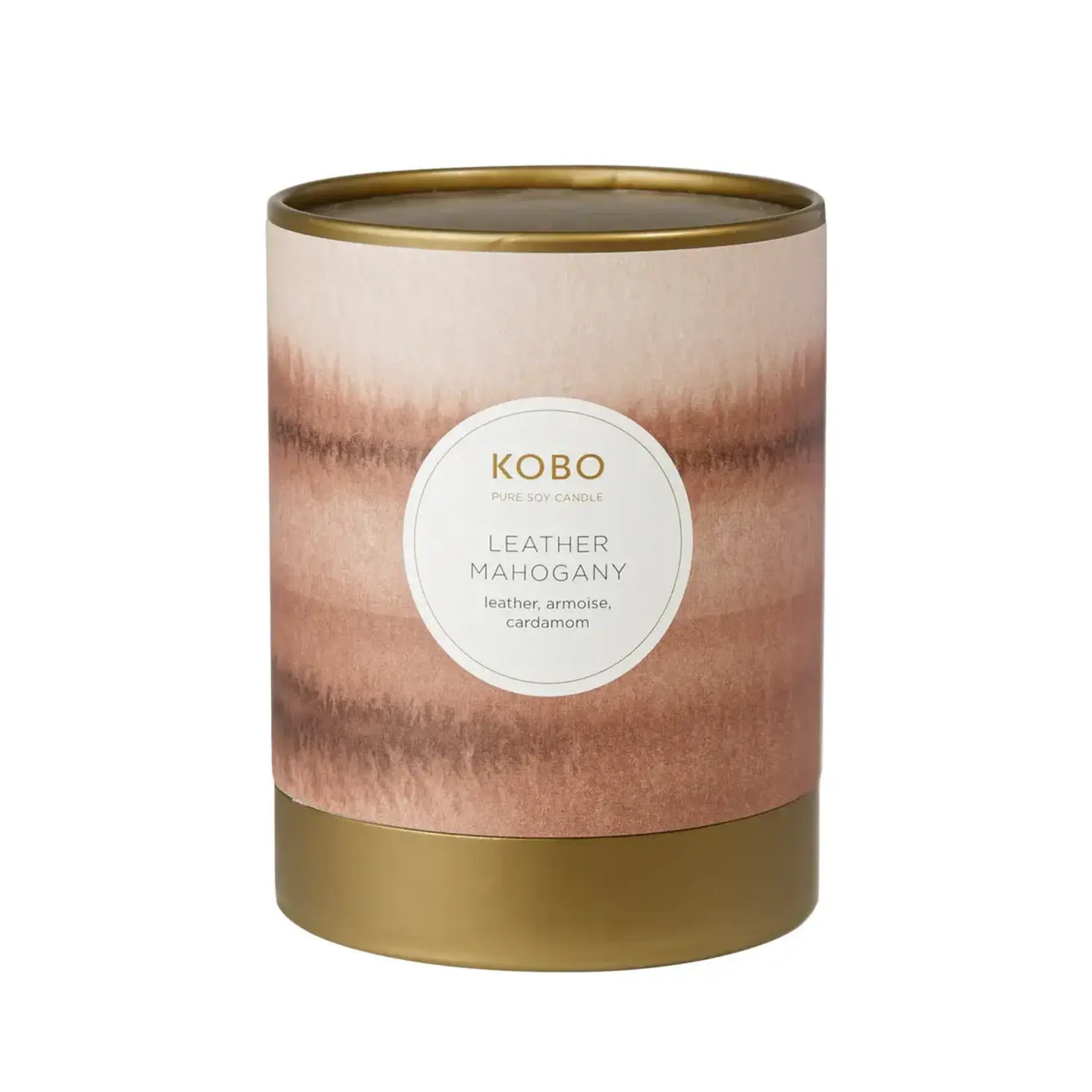 Kobo Leather Mahogany Watercolor Candle 100% Soy