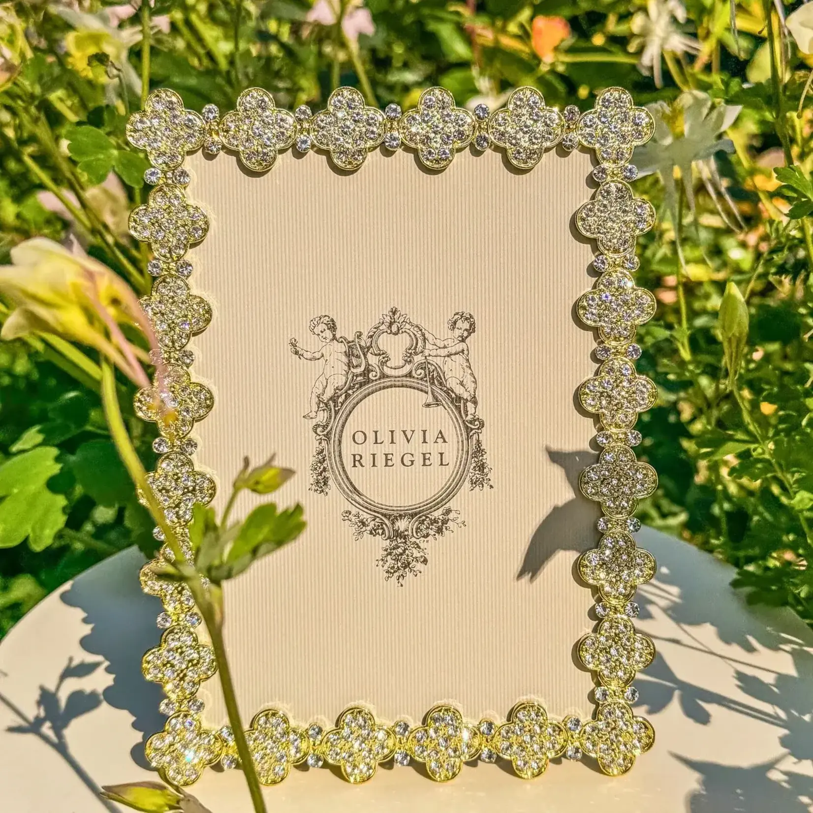 Olivia Riegel Gold Pave Clover Picture Frame 5"x7"