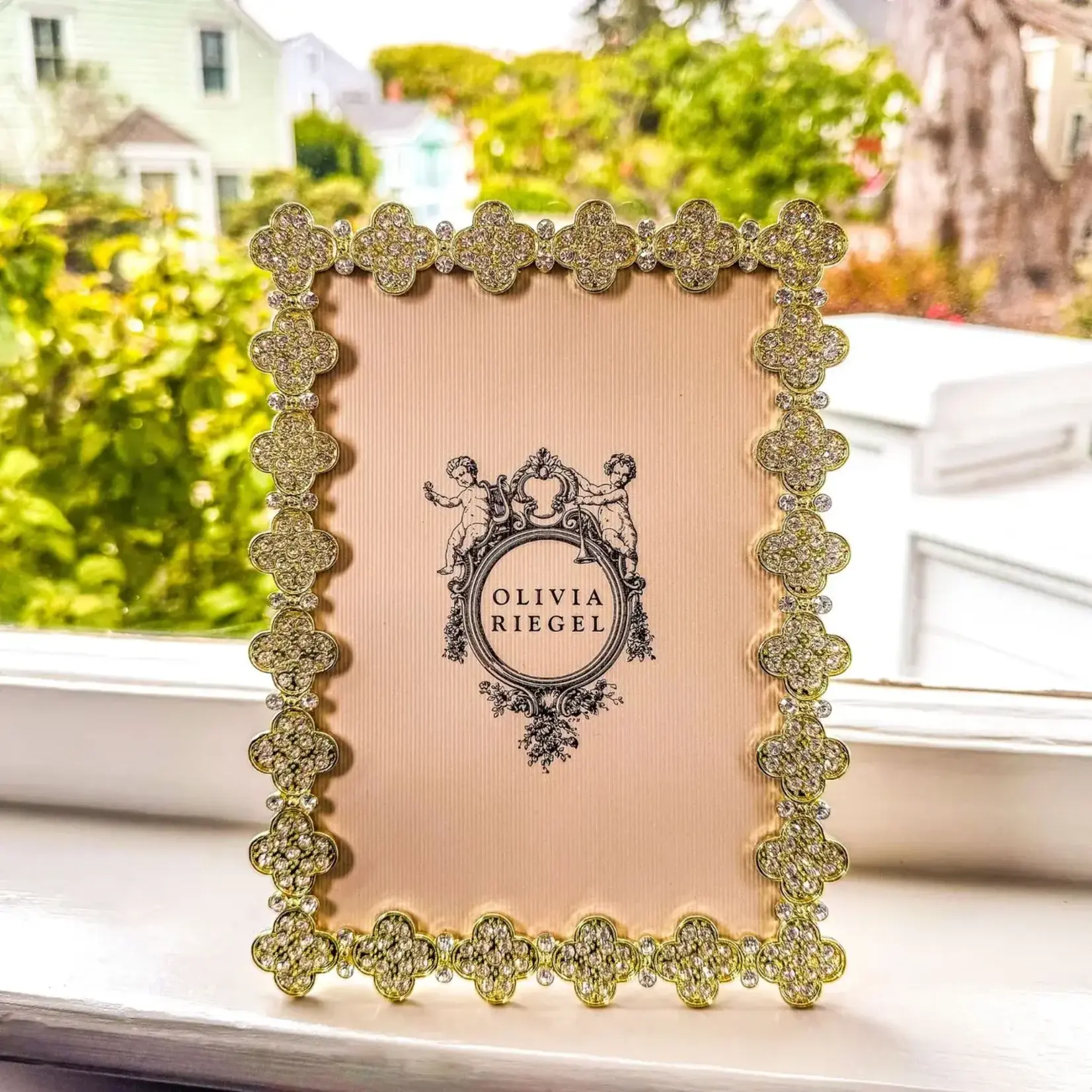 Olivia Riegel Gold Pave Clover Picture Frame 5"x7"