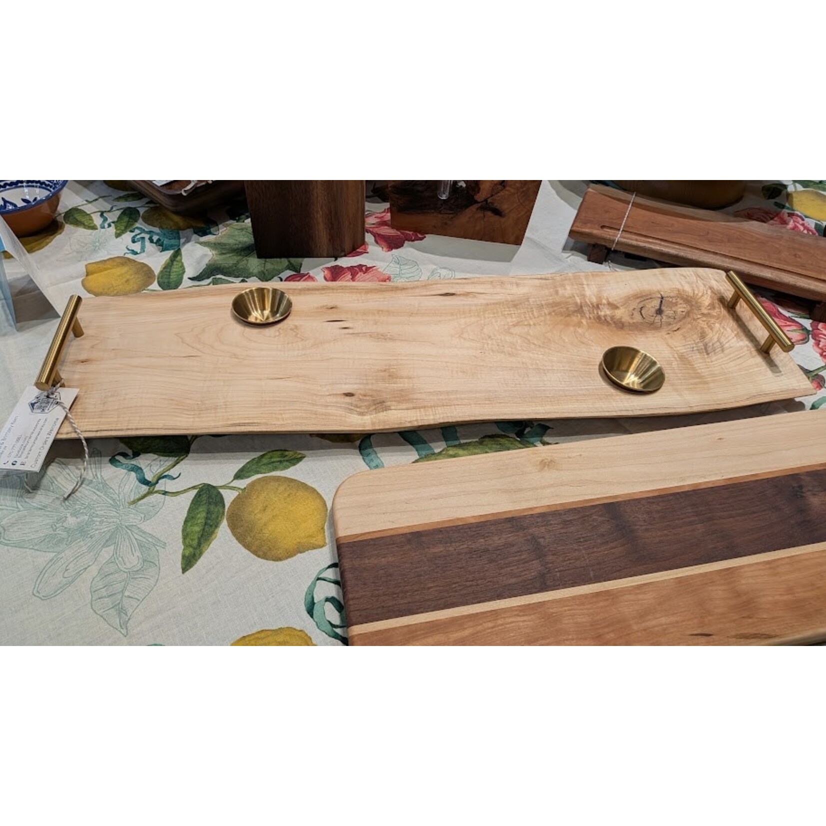 Bristle Mountain Woodworking Large Male w Handles & Gold Cups Charcutier Board