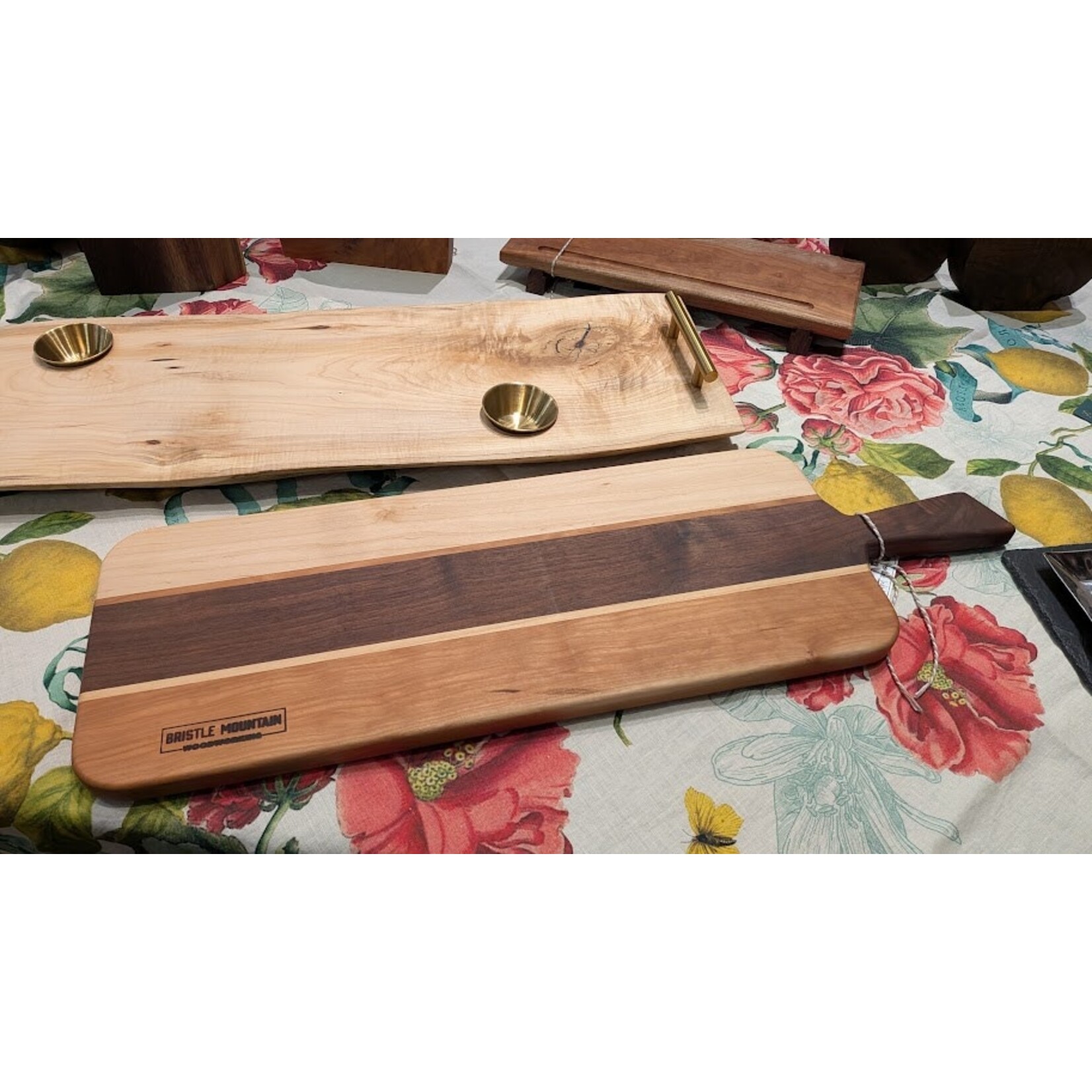 Bristle Mountain Woodworking Maple Walnut Cherry Charcuterie Board w Handle
