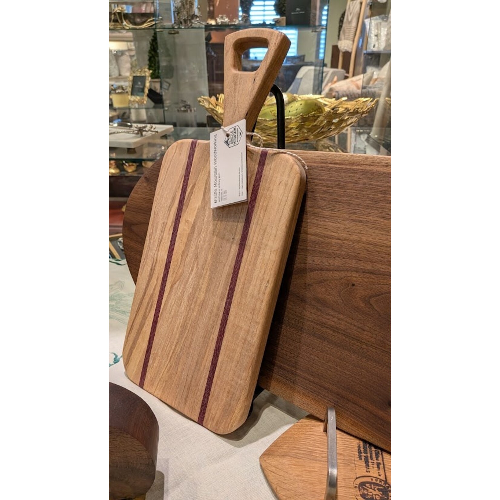 Bristle Mountain Woodworking Purple Heart Maple Charcuterie Board w Handle