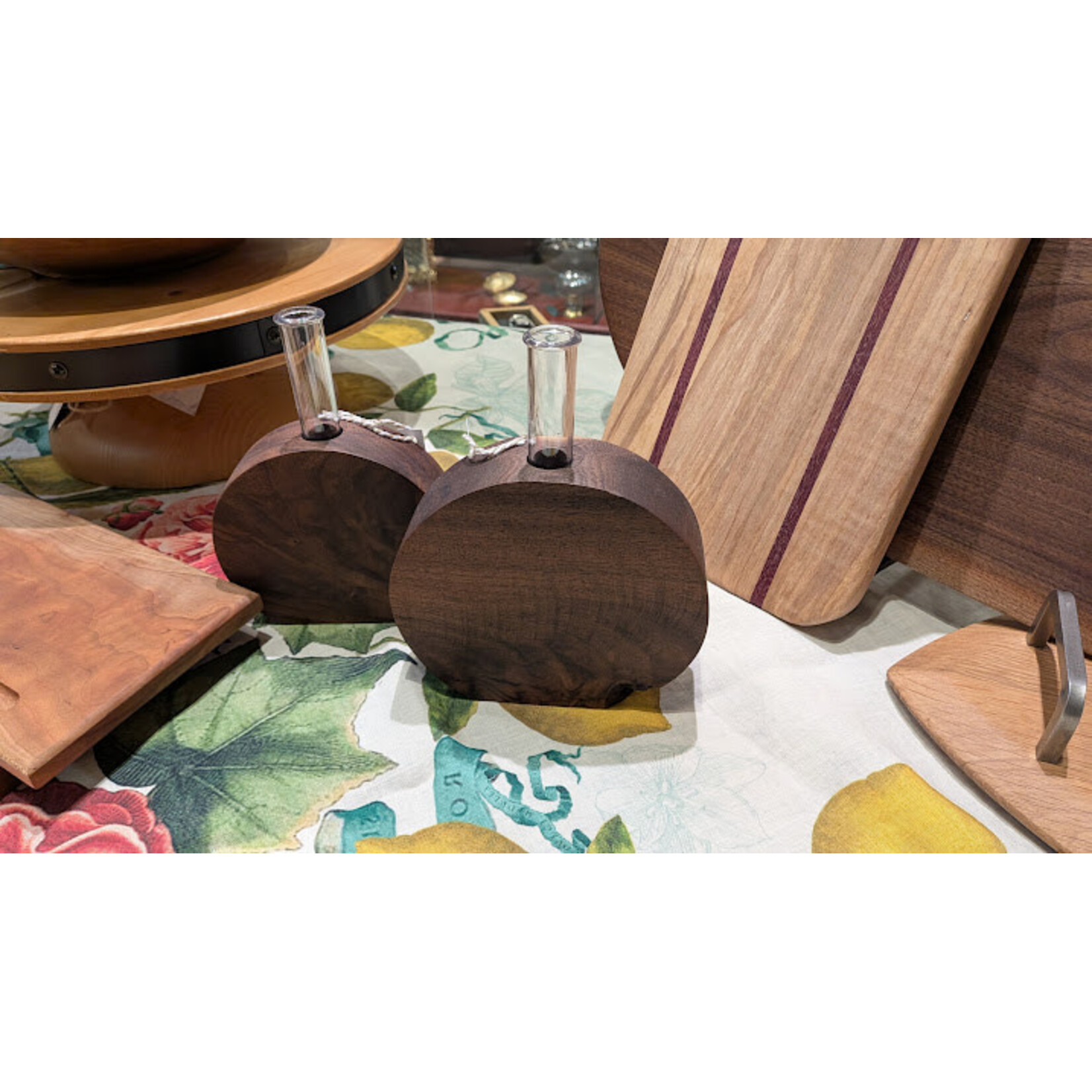 Bristle Mountain Woodworking Round Walnut Bud Vase L