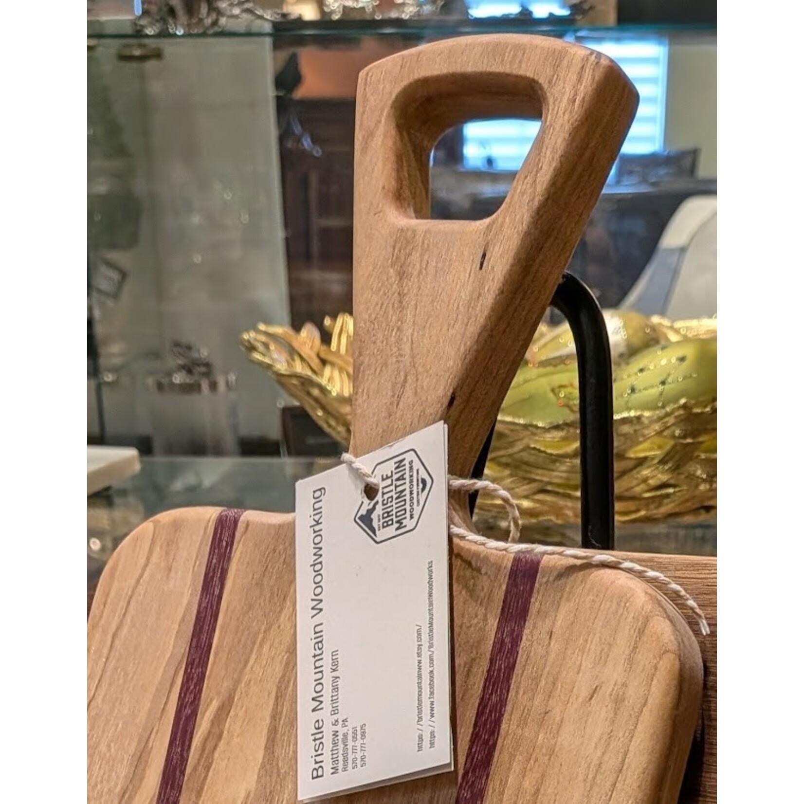 Bristle Mountain Woodworking Purple Heart Maple Charcuterie Board w Handle
