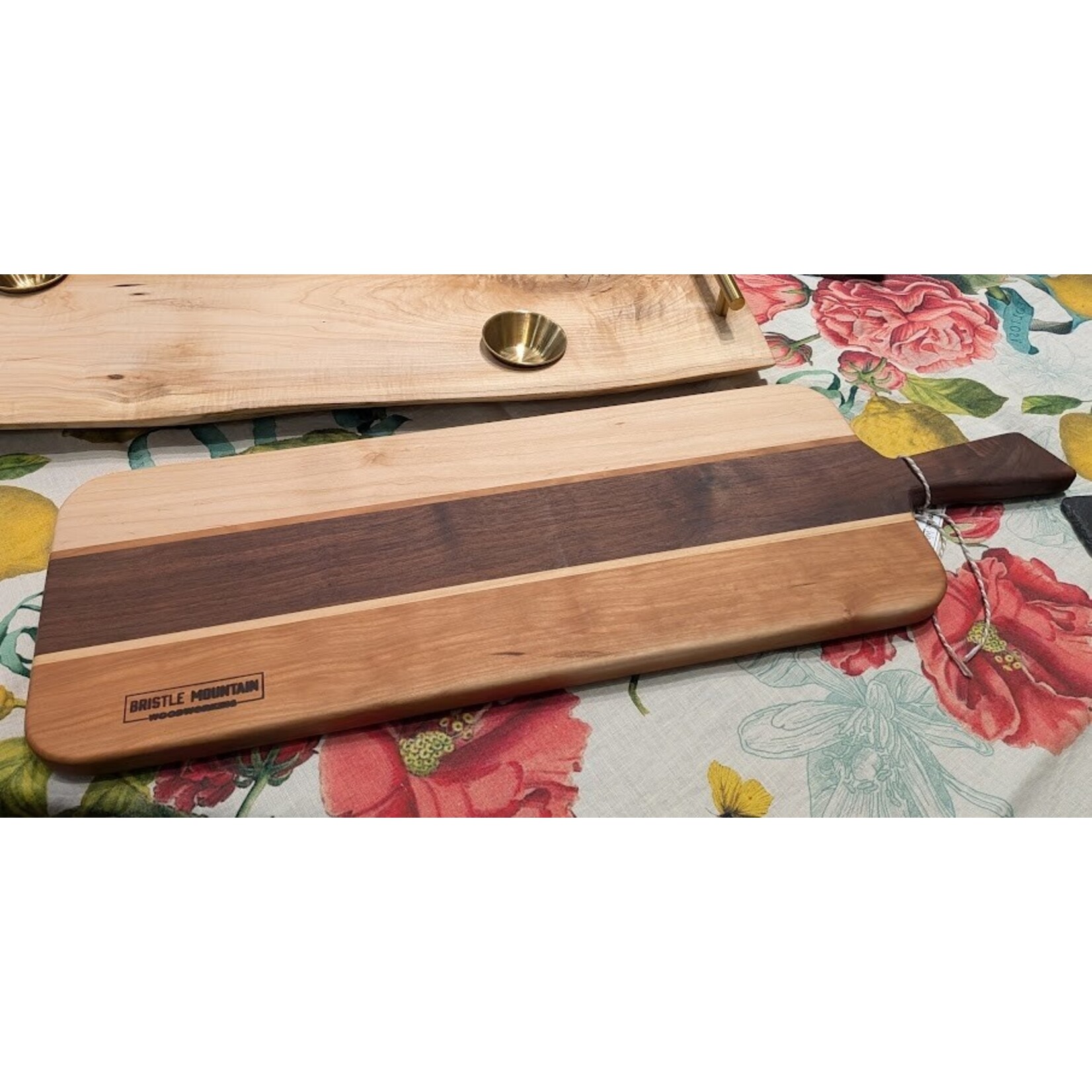 Bristle Mountain Woodworking Maple Walnut Cherry Charcuterie Board w Handle