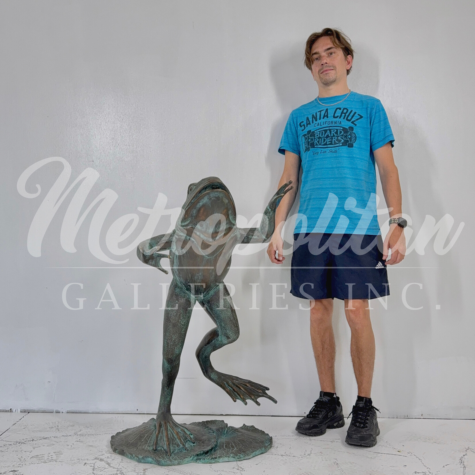 Metropolitan Bronze Large Jumping Frog Fountain Sculpture