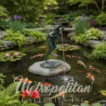 Metropolitan Bronze Large Jumping Frog Fountain Sculpture
