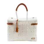 Luzia Collection Closed Basket Tote Braided White