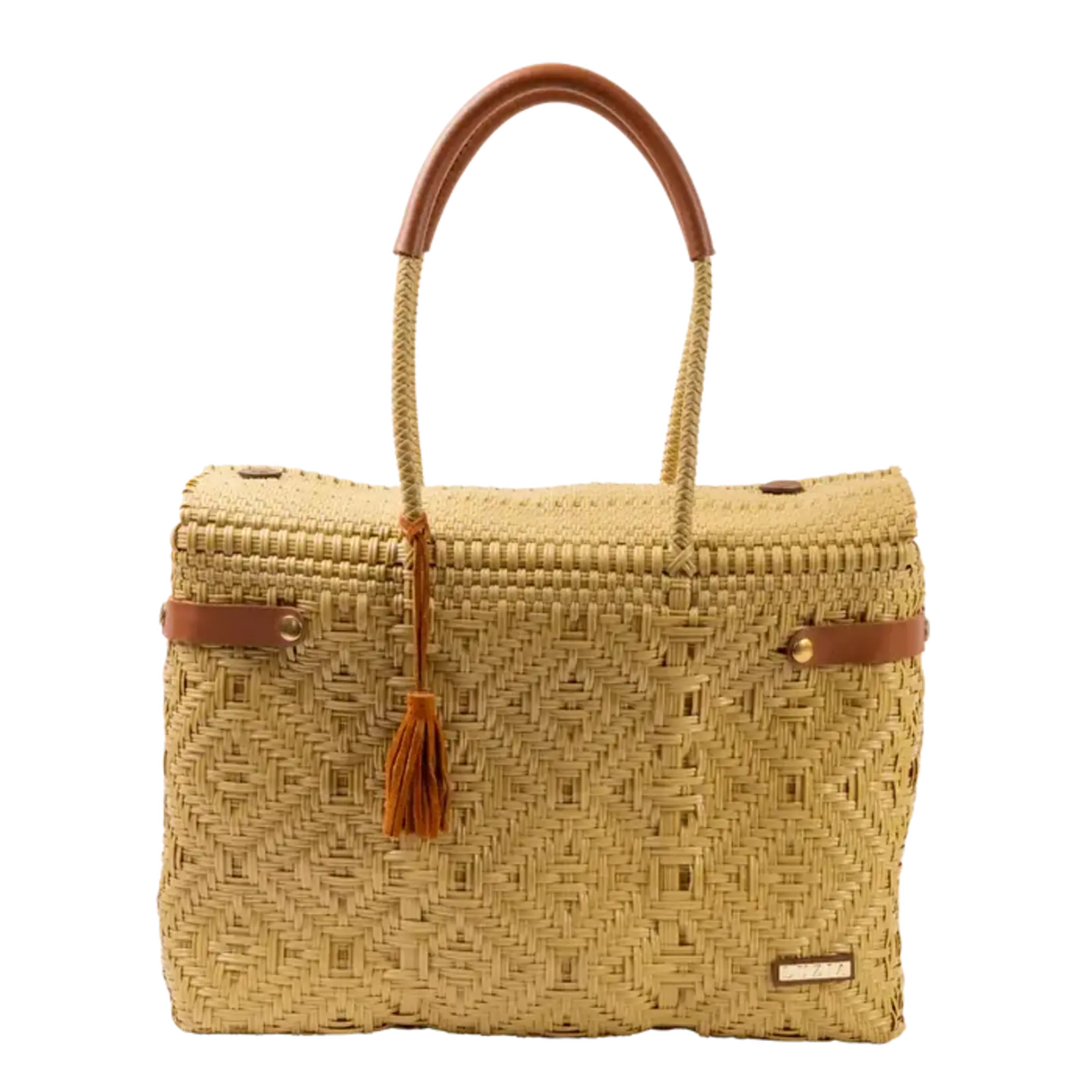 Luzia Collection Closed Basket Tote Braided Cappuccino