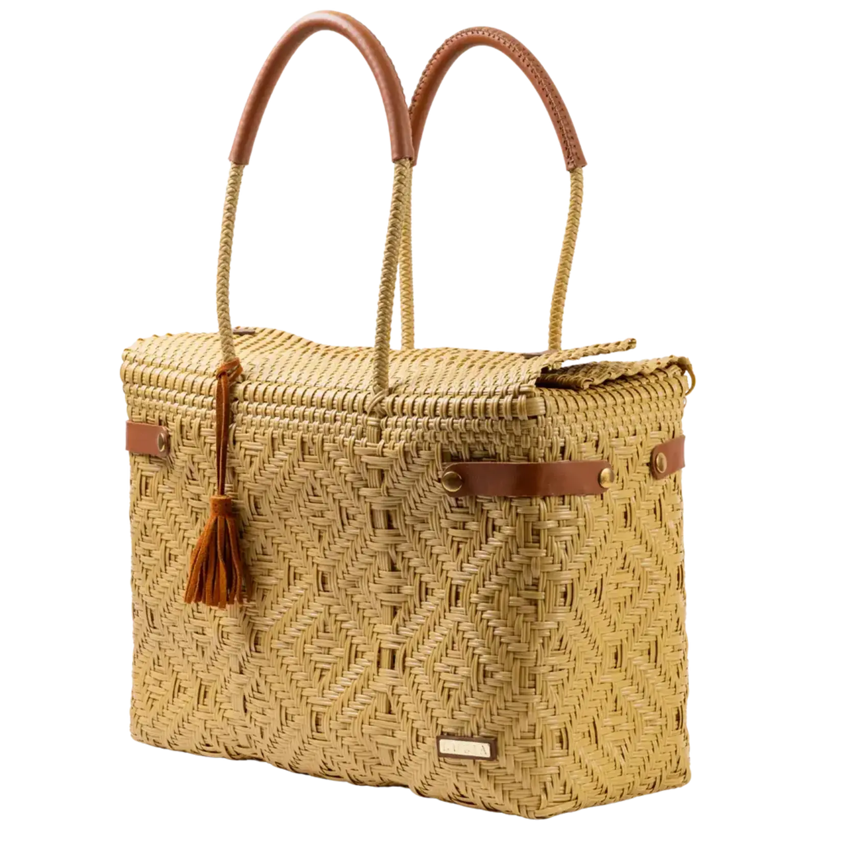 Luzia Collection Closed Basket Tote Braided Cappuccino