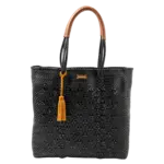 Luzia Collection ShoulderTote Diamond Black Leather Cognac