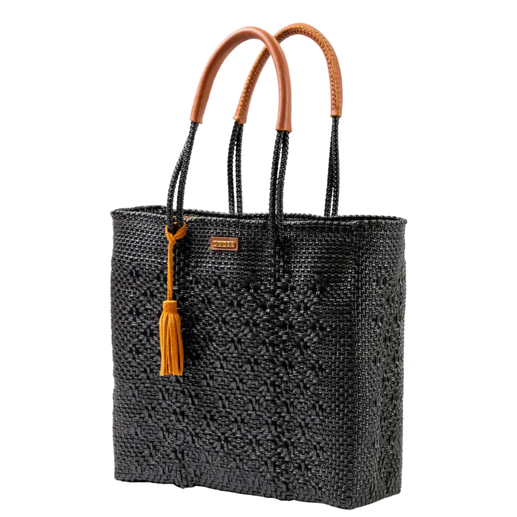 Luzia Collection ShoulderTote Diamond Black Leather Cognac
