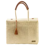 Luzia Collection Closed Basket Tote Braided Beige