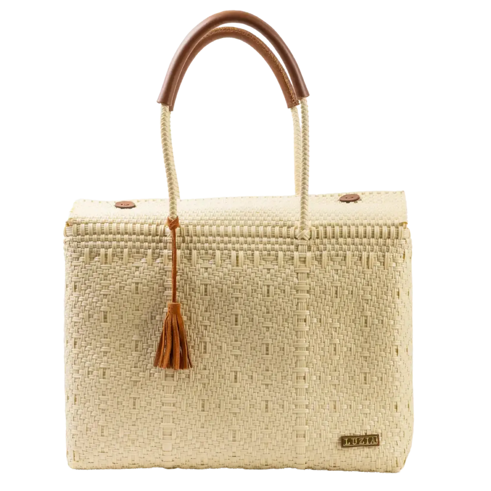 Luzia Collection Closed Basket Tote Braided Beige