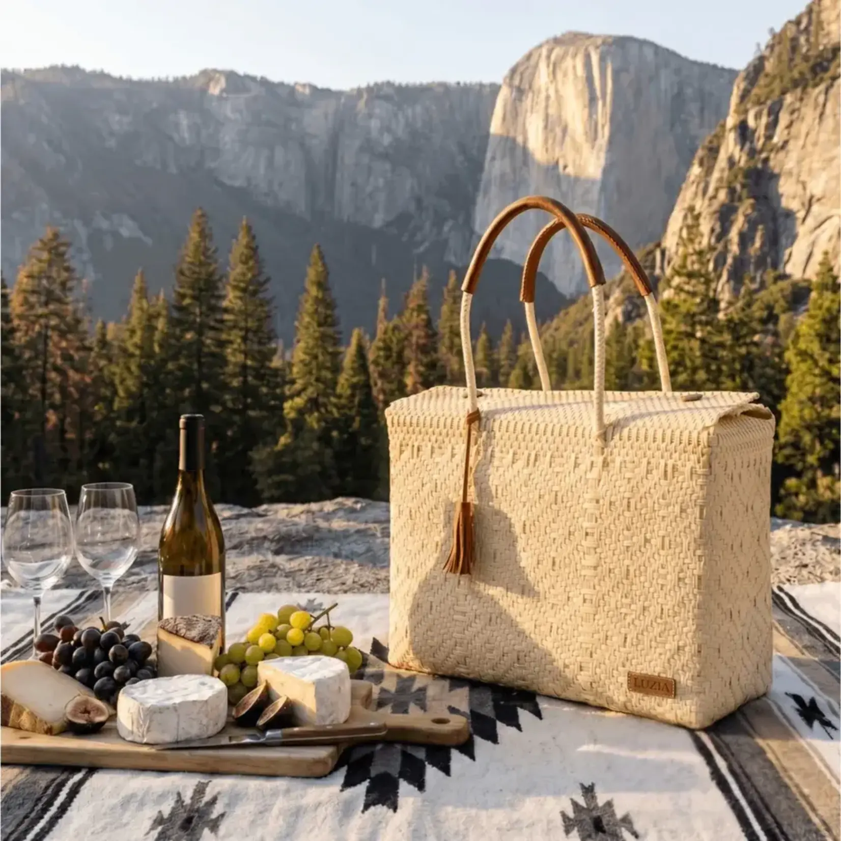 Luzia Collection Closed Basket Tote Braided Beige