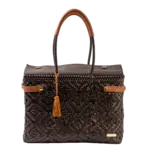 Luzia Collection Closed Basket Tote Braided Brown