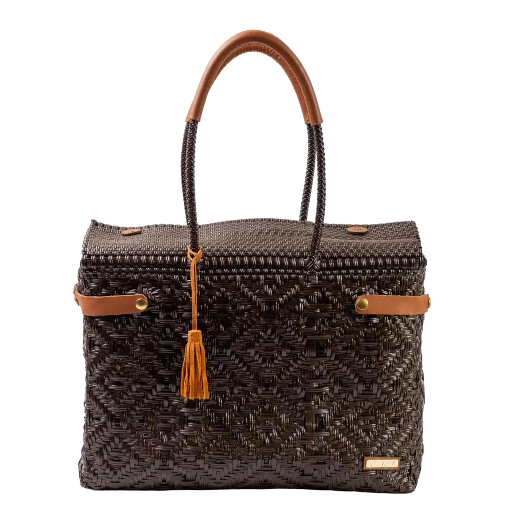 Luzia Collection Closed Basket Tote Braided Brown