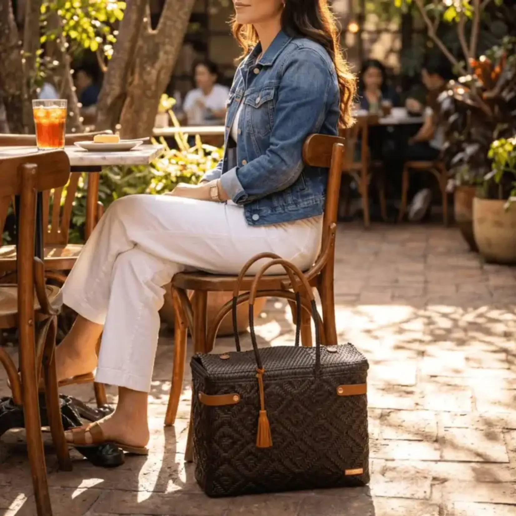 Luzia Collection Closed Basket Tote Braided Brown