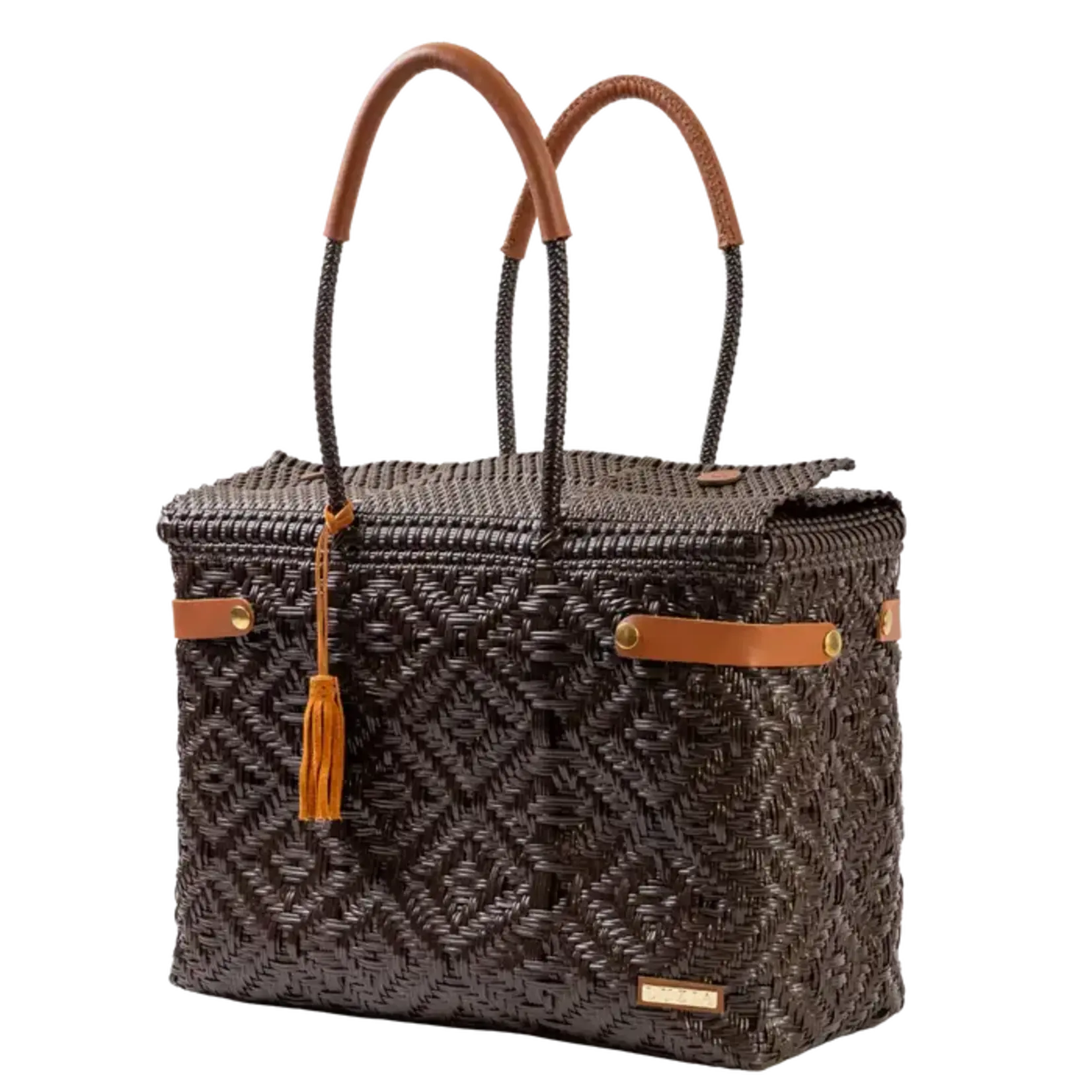 Luzia Collection Closed Basket Tote Braided Brown
