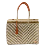 Luzia Collection Closed Basket Tote Arrow White Gold