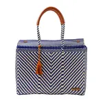 Luzia Collection Closed Basket Tote Arrow Navy Blue Beige