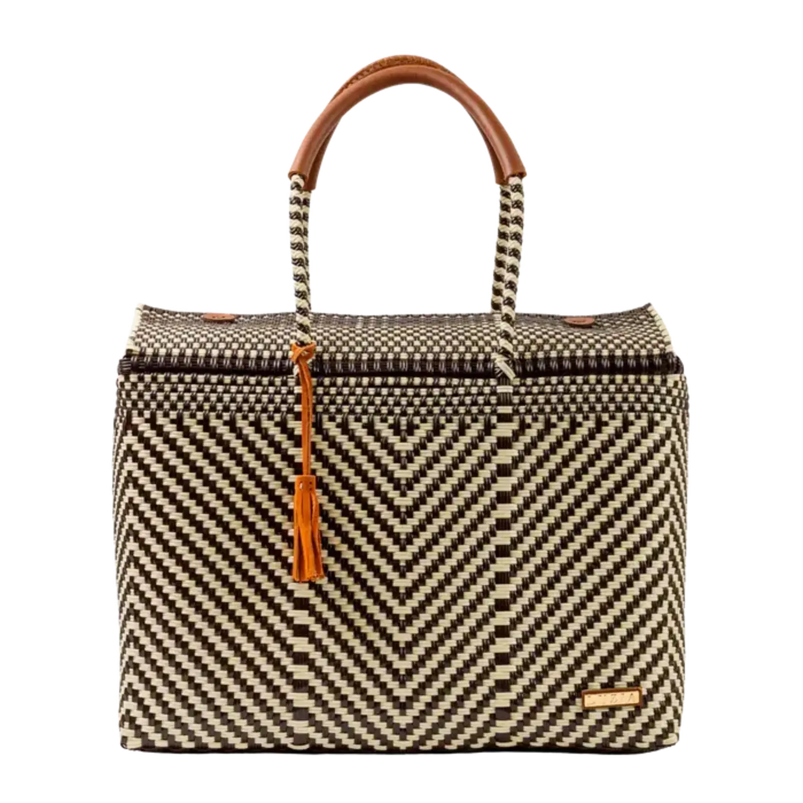 Luzia Collection Closed Basket Tote Arrow Brown Beige