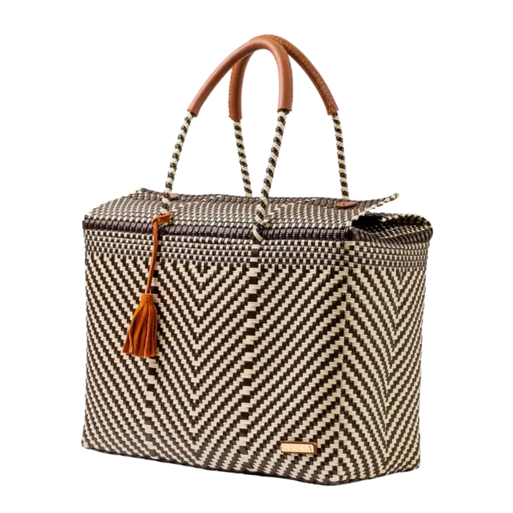 Luzia Collection Closed Basket Tote Arrow Brown Beige