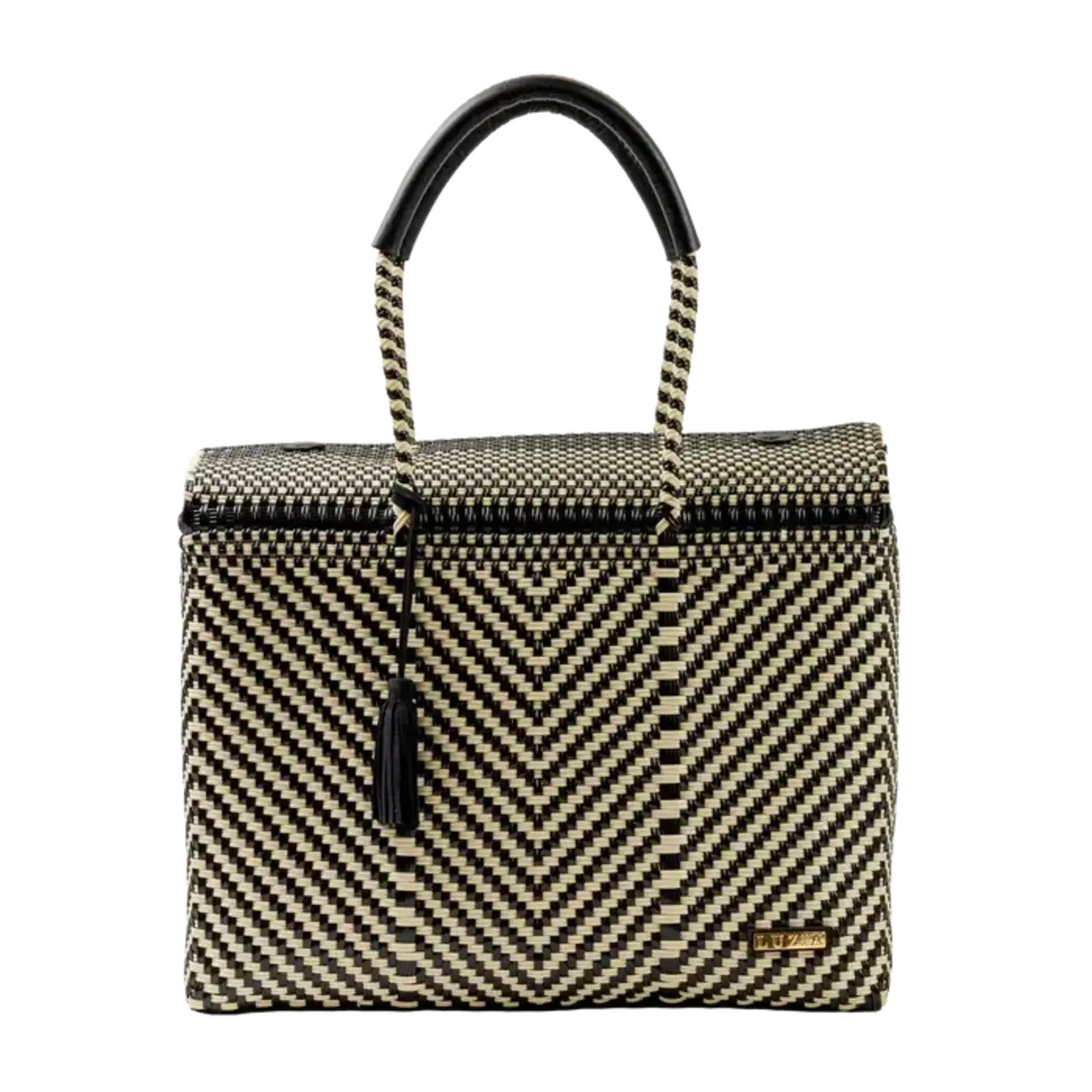Luzia Collection Closed Basket Tote Arrow Black Beige