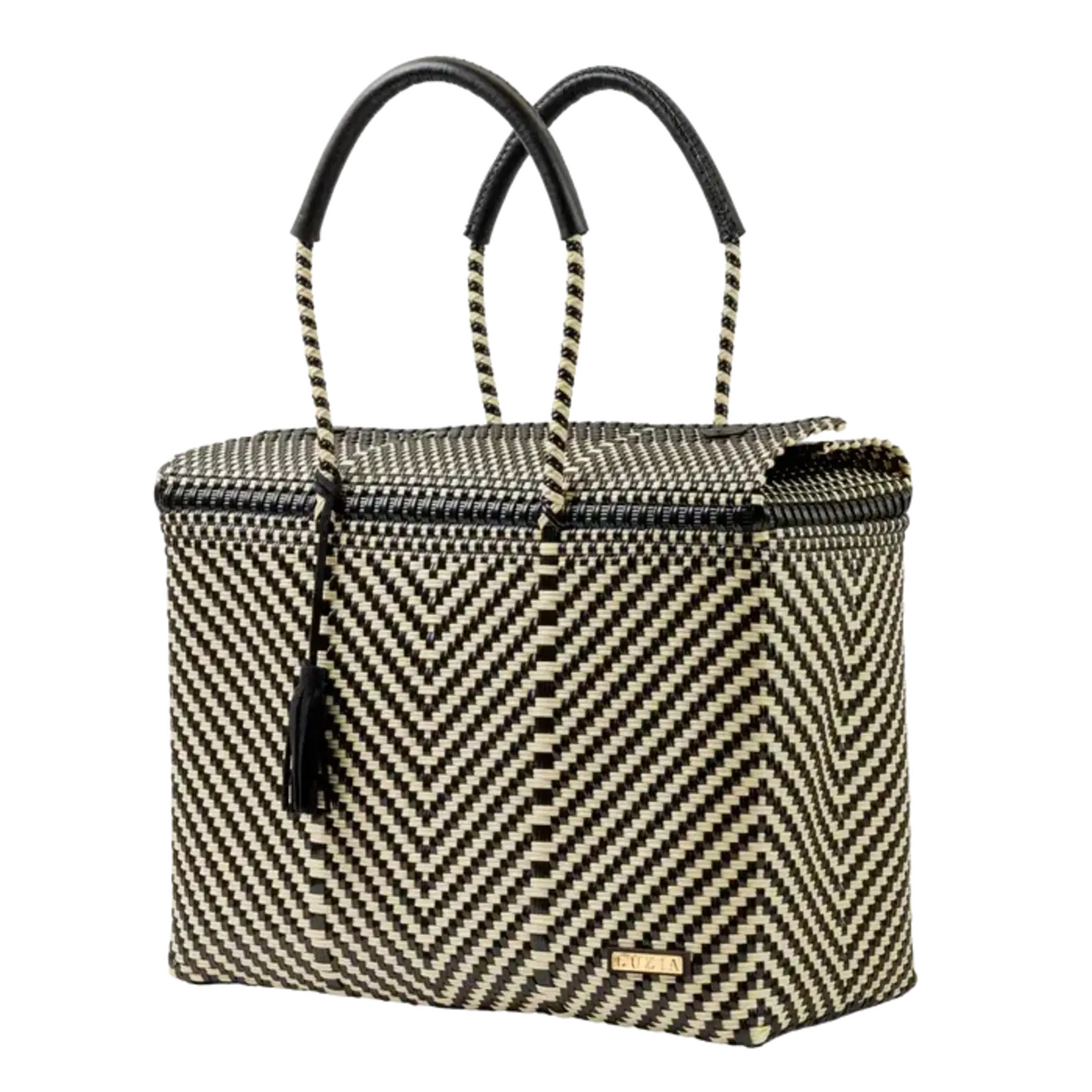Luzia Collection Closed Basket Tote Arrow Black Beige