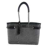 Luzia Collection Basket Tote Lines Black Beige