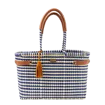 Luzia Collection Basket Tote Lines Navy Blue Beige